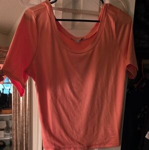 L Haute Monde Classic Women's Scoop Neck Tee - Coral Pink